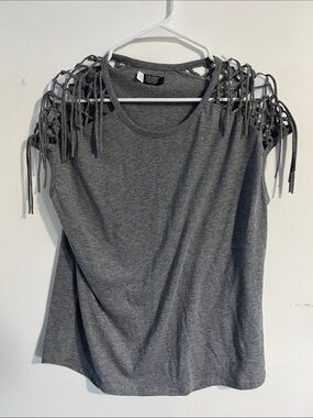 Volcom Charcoal Gray Fringe Shoulder Tank